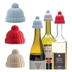 Kit 3 Tampas de Silicone Reutilizável para Garrafas de Vinho e Espumante, Design Gorro, Vedação Hermética, Universal (Vinhos)