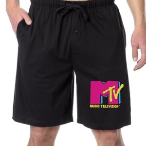 Shorts de pijama masculino MTV Music Television Logo Sleep Lounge, Preto, XGG (CDs)