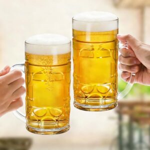 1 pacote de canecas de cerveja de plástico, canecas de cerveja de 600 ml com alças, copos de cerveja reutilizáveis, canecas de cerveja grandes transparentes para bar, bebidas, álcool, congeláveis, sem (Cervejas)