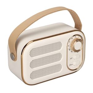 equlup Alto-falante Bluetooth retrô, som estéreo Hi-Fi, carregamento USB, portátil, sem fio, vintage, 5.0 para casa, viagens ao ar livre (branco) (Equipamentos)