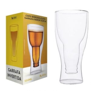 Copo de Cerveja e Chopp Garrafa Invertida 350ml em Vidro Premium – Presente Criativo e Sofisticado (1) (Cervejas)