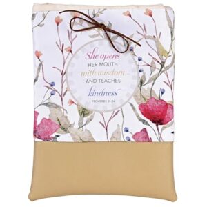 Dicksons Capa decorativa para diário bíblico feminino com fecho de laço, 20,3 x 27,3 cm (8 x 10,75 polegadas), em lona de algodão com fundo de vinil, estampa floral "Sabedoria e Bondade". (CDs)