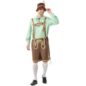 Ezuwail Fantasia masculina da Oktoberfest alemã, 4 peças, conjunto de roupa masculina para festivais de cerveja, fantasias de Halloween para adultos, Verde, XXG (Cervejas)