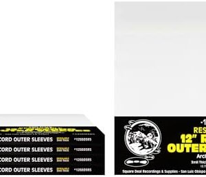 (500) Capas externas de disco de vinil LP de 30,5 cm - Polietileno macio RESEALÁVEL - Qualidade de arquivo resistente de 3 mil #12SE03RS (Discos de Vinil)