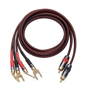 JORZOR Cabo de Alto-Falante Audiófilo Hi-Fi de Calibre 14 com Rca Macho (Preto E Vermelho) para 2 Plugues Banana, Pacote com 2 Unidades/1 Par, (3 M (9,9 Pés), 1 Par (Rca para 2 Conectores Y)) (Equipamentos)