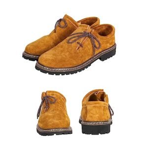 BAVARIA TRACHTEN Botas Lederhosen – Haferl Authentic German Shoe for Oktoberfest Outfit – Couro verdadeiro marrom escuro, Marrom claro, 40 (Cervejas)