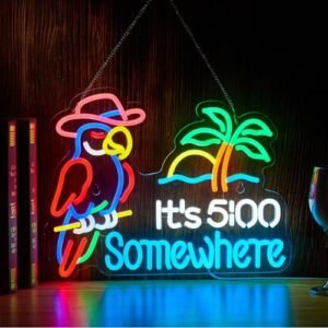 NEONLAND Papagaio Its 5 00 O'Clock Some Where Neon Sign Para Decoração De Parede Usb Powered Regulável Cerveja Neon Light Man Cave Bar Garagem Led Light Art Signs (Cervejas)