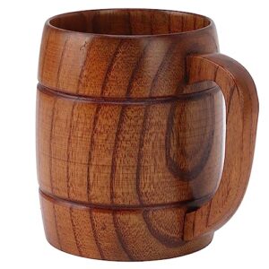 OPPWONG Caneca de Cerveja de Madeira 300ml, Copo Elegante para Evitar Queimaduras, para Casa, Bar, Escritório, Não Tóxico, Madeira Jujuba Azeda (Cervejas)