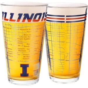 Greenline Goods Conjunto de 2 copos de cerveja University of Illinois Pint - Logotipo colorido de Illinois e mapa do campus - Ideia de presente Fighting Illini para graduados e ex-alunos - Copos (Cervejas)