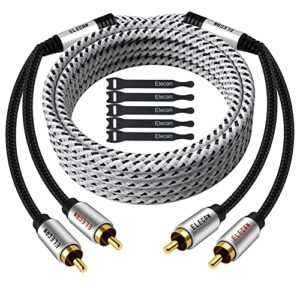 Elecan Cabo RCA premium de 1,8 m (som Hi-Fi - 16 AWG-blindado) 2 RCA macho para 2 RCA macho estéreo, revestimento de liga de alumínio banhado a ouro, cabo RCA trançado de cobre puro para alto-falantes (Equipamentos)