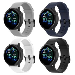 WD&CD Pacote com 4 pulseiras de relógio de 20 mm compatíveis com Garmin Vivoactive 6/5/Forerunner 55/165, pulseiras de silicone macias à prova d'água (CDs)