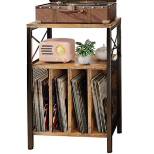 Homeiju Suporte para toca-discos de 3 camadas, toca-discos de vinil para discos de vinil, mesa de toca-discos comporta até 200 álbuns, suporte de toca-discos de meados do século para sala de estar, (Equipamentos)