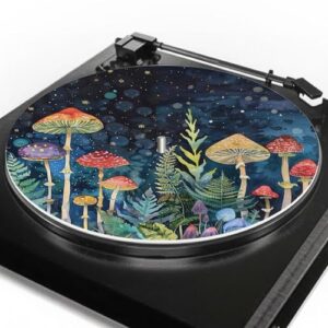 GLENLCWE Tapete Antiderrapante Para Toca-Discos, Colorido, Cogumelo, Céu Estrelado, Toca-Discos De Vinil, 3 Mm Espessura Melhor Som, 12 Polegadas (Equipamentos)