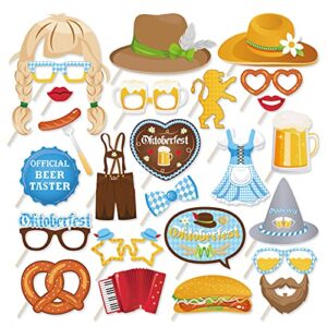 KYMY Kit de Adereços para Cabine de Fotos Da Oktoberfest, 24pç com Palitos, para Selfies com Tema de Cerveja Bávara e Alemã. Ideal para Decoração e Lembrancinhas de Festa Da Oktoberfest, O Festival (Cervejas)