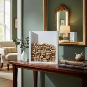 Quadro Porta Rolhas de Vinho Champanhe Tampinhas Decorativo Branco Laca (Vinhos)