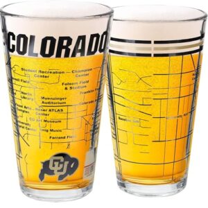 Greenline Goods Conjunto de 2 copos de cerveja University of Colorado Pint - Logotipo de búfalos coloridos e mapa do campus - Ideia de presente de búfalos do Colorado para graduados e ex-alunos - (Cervejas)