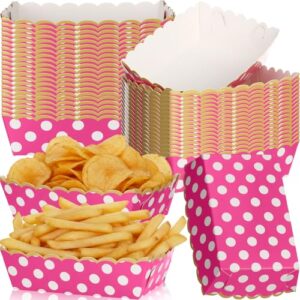 Dunzoom Pacote com 50 bandejas de comida de papel de rato rosa choque xadrez pratos de bolinhas descartáveis barcos de comida para lanches nachos cachorro-quente carnaval alemão nupcial chá de bebê (Cervejas)