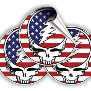 AK- (pacote com 3) Wiki Grateful U.S.A Grateful Hippy Dead Adesivo de vinil para carro | Laptop | Janela | Caminhão | Capacete duro | | Qualquer superfície lisa | Tamanho: 5 cm cada (Discos de Vinil)