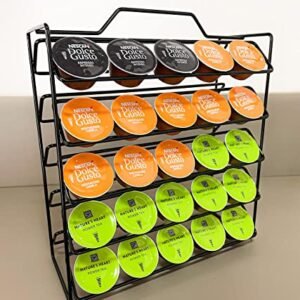 Porta Suporte 50 Cápsulas Café Dolce Gusto Expresso Aramado Luxo Aço (Preto) (Café)