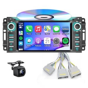 Rádio estéreo automotivo DVD CD para Jeep Wrangler JK Compass Patriot Grand Cherokee Liberty/Dodge Caliber Journey Avenger Ram 1500/Chrysler Sebring Wireless CarPlay Android Auto GPS Bluetooth AM/FM (CDs)