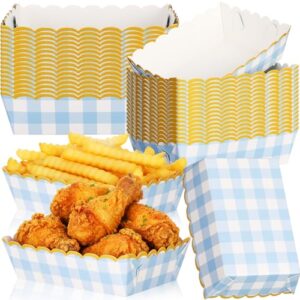 Dunzoom Pacote com 50 bandejas de comida de papel guingão, pratos de bolinhas xadrez azuis, barcos de comida descartáveis para lanches, cachorro-quente, carnaval alemão, chá de bebê, piquenique (Cervejas)
