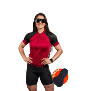 Kit de Ciclismo Feminino Camisa e Bermuda Com Forro em Espuma (Vinho, GG) (Vinhos)