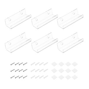 Pacote com 6 prateleiras de acrílico para armazenamento na parede, prateleiras flutuantes de 10 cm para banheiro, quarto, sala de estar, decoração de casa, transparente (Discos de Vinil)