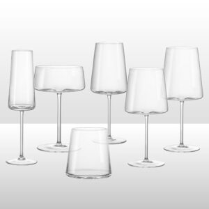 Jogo 36 Peças Taças e Copos de Cristal Completo Champagne Vinho Whisky Alta Resistência Titânio (Vinhos)