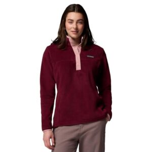 Columbia Jaqueta de lã feminina Benton Springs Half Snap II, rosa vinho/borracha, médio, Vinho rico/borracha rosa, M (Vinhos)