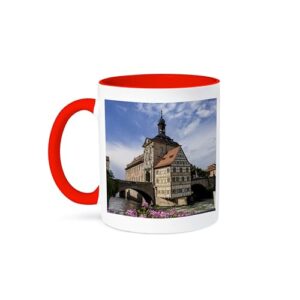 3dRose Old Town Hall, Altes Rathaus, Bamberg, Alemanha - EU10 JEN0167 - Jim Engelbrecht Caneca vermelha em dois tons de 325 ml (Cervejas)