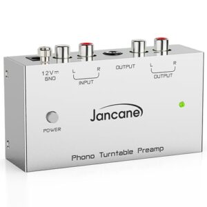 Jancane Pré-Amplificador de Toca-Discos Phono, Pré-Amplificador Phono para Toca-Discos, Reprodução de Gravação, Pré-Amplificador de Fonógrafo com Entrada Rca, Saída Rca/Trs, Pré-Amplificador Phono Com (Discos de Vinil)