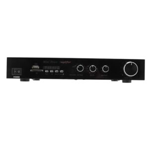 Zopsc Amplificador Estéreo Doméstico Bluetooth 5.0 Receptor de Som HiFi 50Wx2 para karaokê de Home Theater, Amplificador de Potência Compacto Com Múltiplas Entradas, Display LED (Plugue dos EUA) (Equipamentos)