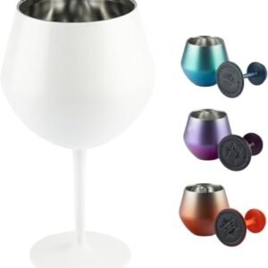 Taça Térmica Inox 2 em 1 Vinho Gin Drinks Cerveja 414ml Copo Térmico Haste Removível Aço Inoxidável Conserva Bebidas Geladas Isolamento Térmico Parede Dupla Cocktail Coquetel Premium (Cervejas)