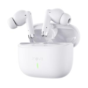 INAVA Fone de Ouvido Sem Fio Bluetooth, 50 Horas Autonomia, Proteção IPX6, Áudio Estéreo Hi-Fi, 4 Microfones Cancelamento Ruído ENC, Compatíveis iPhone e Celulares Android (Branco) (Equipamentos)