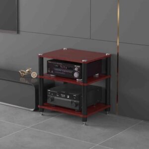 Rack HiFi para console de disco de vinil para toca-discos e sistemas estéreo, gabinete de roteador compacto (preto 49 x 48 x 59 cm) solução de armazenamento elegante para amantes de música (Equipamentos)