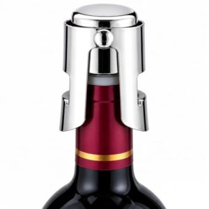 Tampa de Pressão a Vácuo para Garrafa de Champagne e Vinho em Aço Inox, Vedação Hermética de Silicone, Preserva o Sabor e Aroma por Mais Tempo, Rolha Profissional Elegante e Resistente (Vinhos)