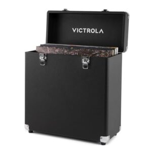 Victrola Collector II (modelo 2026) – Estojo de armazenamento de discos de vinil – comporta mais de 30 discos de vinil para toca-discos, ferragens resistentes, forro interior macio, portátil com alça (Discos de Vinil)