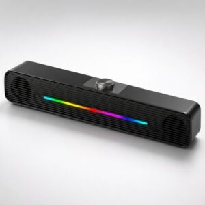 Caixa de Som PC Auto Falantes Soundbar 2.0 Estéreo Luzes RGB Ideal Para Setup Gamer para Computador TV, Som Potente com Efeito Estéreo, USB e Modo Auxiliar — Qualidade Premium Loreal Shop (Equipamentos)