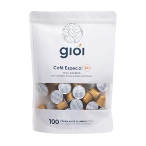 Gioi Café Especial, 100% Arábica, 100 Cápsulas Compatíveis com Nespresso®, 84+ Escala SCA (100 Cápsulas, Bourbon) (Café)