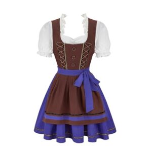 Zhitunemi Dirndl Vestidos femininos Oktoberfest fantasia feminina cerveja meninas vestidos alemães para roupa Oktoberfest, 33009 marrom, 3X-Large (Cervejas)