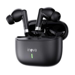 INAVA Fone de Ouvido Sem Fio Bluetooth, 50 Horas Autonomia, Proteção IPX6, Áudio Estéreo Hi-Fi, 4 Microfones Cancelamento Ruído ENC, Compatíveis iPhone e Celulares Android(Preto) (Equipamentos)