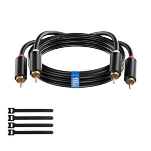 Vthahaby Cabo RCA 3,5 m, 2 RCA macho para 2 RCA macho cabo de áudio estéreo para Home Theater, HDTV, consoles de jogos, sistemas Hi-Fi, fio de cobre estanhado livre de oxigênio 26 AWG, revestimento de (Equipamentos)