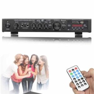 Amplificador Hi-Fi De 5 Canais - Com Controle Remoto/Antena, Amplificador Estéreo FM/USB, Volume Ajustável, Fácil De Usar, Karaokê Para Casa/Carro, Para Uso Doméstico/Externo,Black (Equipamentos)