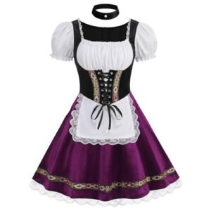 GRAJTCIN Fantasia feminina Oktoberfest Dirndl bávaro alemão vestido veludo cerveja empregada roupa de Halloween Natal Carnaval (P, roxo) (Cervejas)