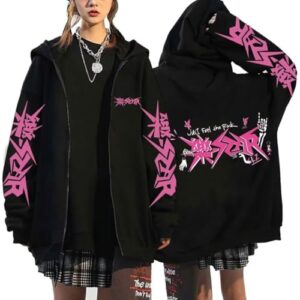 Outofgas Jaqueta com capuz SKZ Album STAR Felix Hyunjin Bangchan Lee Know com zíper, Preto 03, P (CDs)