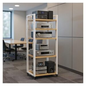 Suporte para toca-discos HiFi de 5 níveis, componente estéreo, sistema de armazenamento de vinil, para alto-falantes, equipamento de áudio, exibição (branco) (Equipamentos)