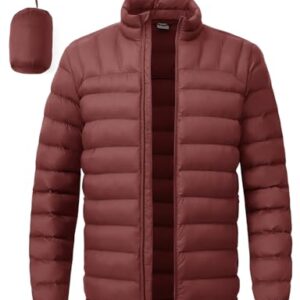 BGOWATU Jaqueta masculina leve embalável acolchoada quente de inverno para homens casaco acolchoado alternativo, 08 - vinho tinto, M (Vinhos)