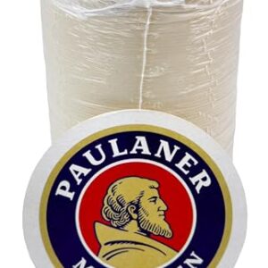 Porta-copos de cerveja tradicionais Paulaner (100 peças) | 4,21 polegadas (10,7 cm) | Papelão durável | Perfeito para copos | Feltro de cerveja tradicional para casa, festas e Oktoberfest (Cervejas)