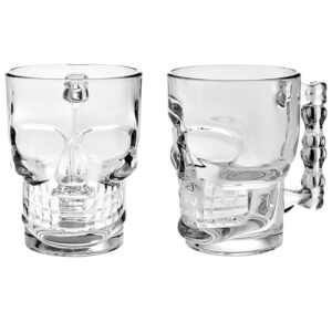 Caneca Caveira de Vidro para Chopp 360ml Kit com 2 Peças Copo Skull Criativo para Drinks Cerveja e Presente Diferente (Cervejas)