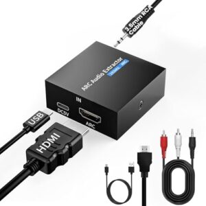 Tihokile Extrator de Áudio Arc de 192 Khz, Hdmi Arc para Toslink/Óptico + Saída Auxiliar de 3,5 Mm, Adaptador de Áudio Hdmi para Óptico com Cabo Rca de 3,5 Mm, Conversor de Áudio Arc para Rca (Equipamentos)